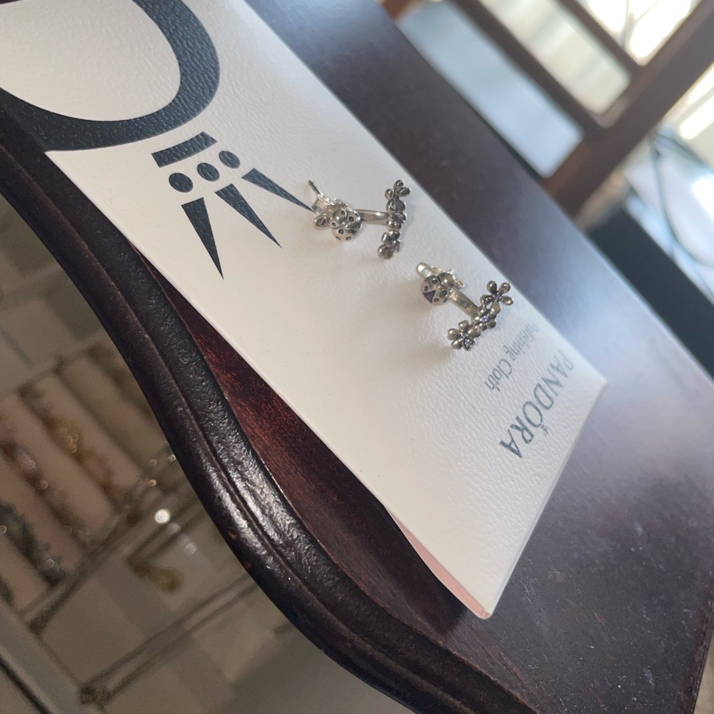 Pandora flower and lady bug earrings
